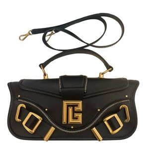 Balmain Black Leather Crossbody Bag